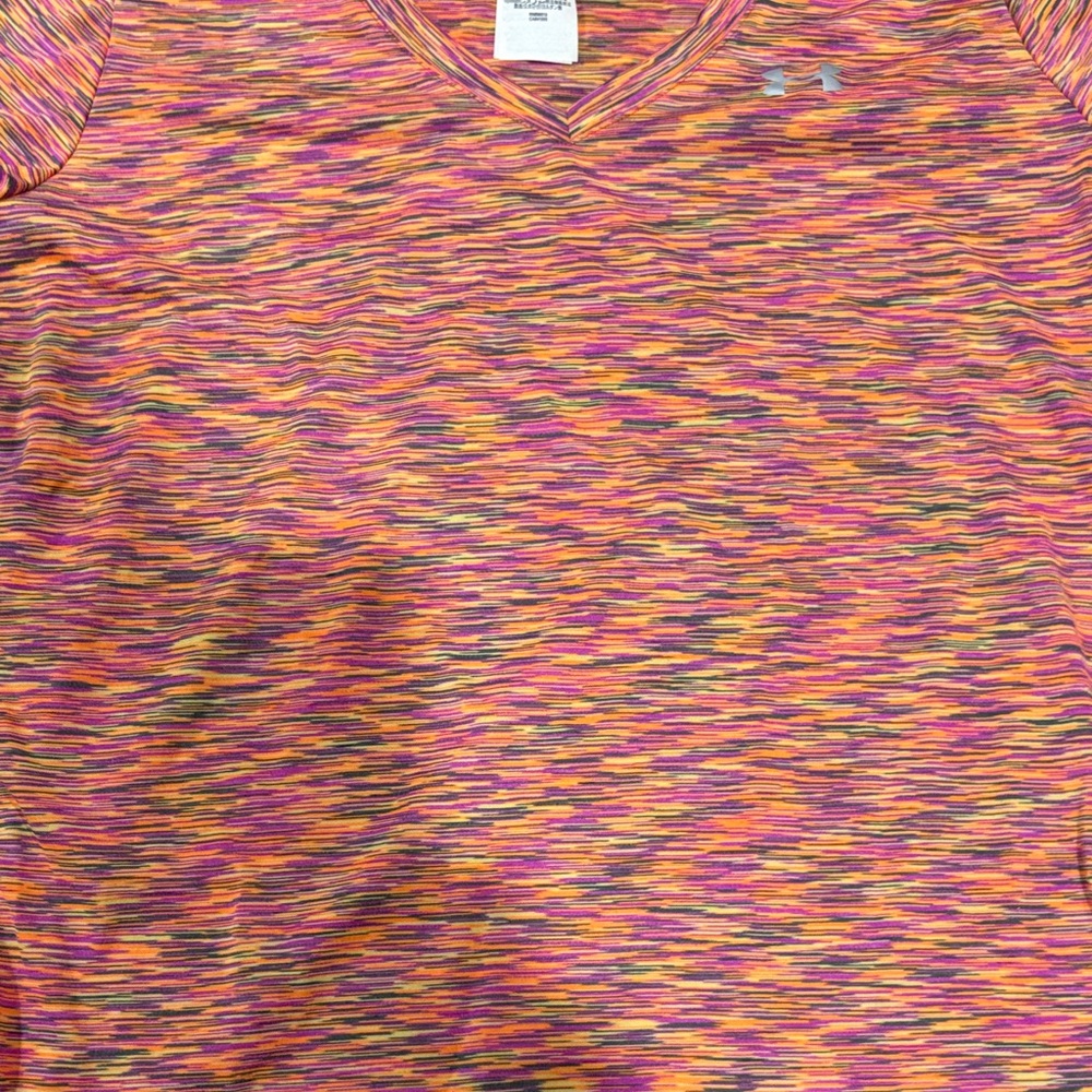 Under Armour Pink and Orange Patterned V-Neck Top